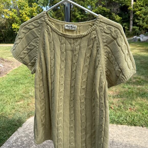 Eddie Bauer Green Cable Knit Cotton Sweater - Size L - Picture 1 of 5